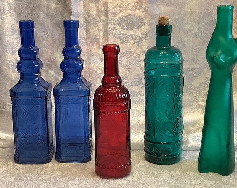 decorative colourful different shapes sizes colours reusable wine bottles