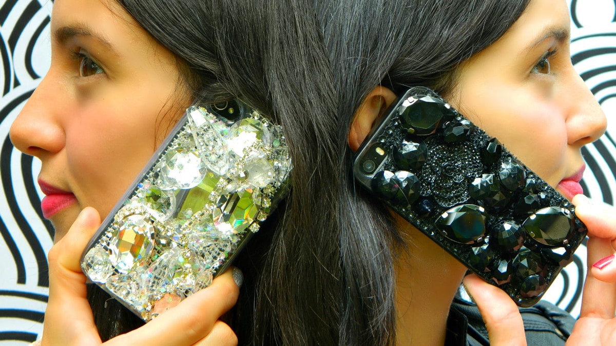 jeweled phone case glints and dazzles