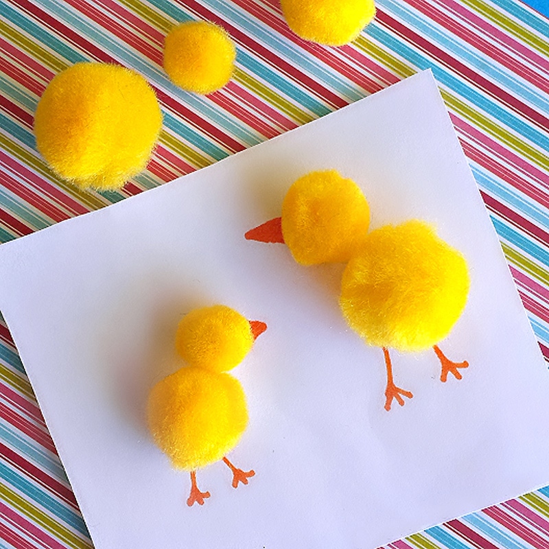 cute chick crafts using yellow pom poms