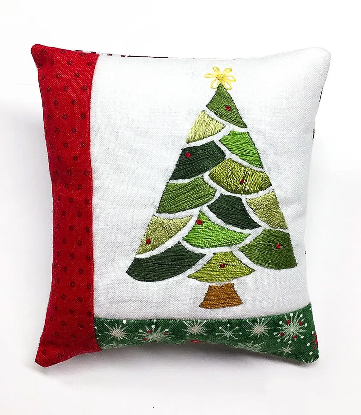 christmas tree embroidered pillow