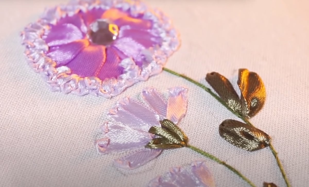 embroidered ribbon flower