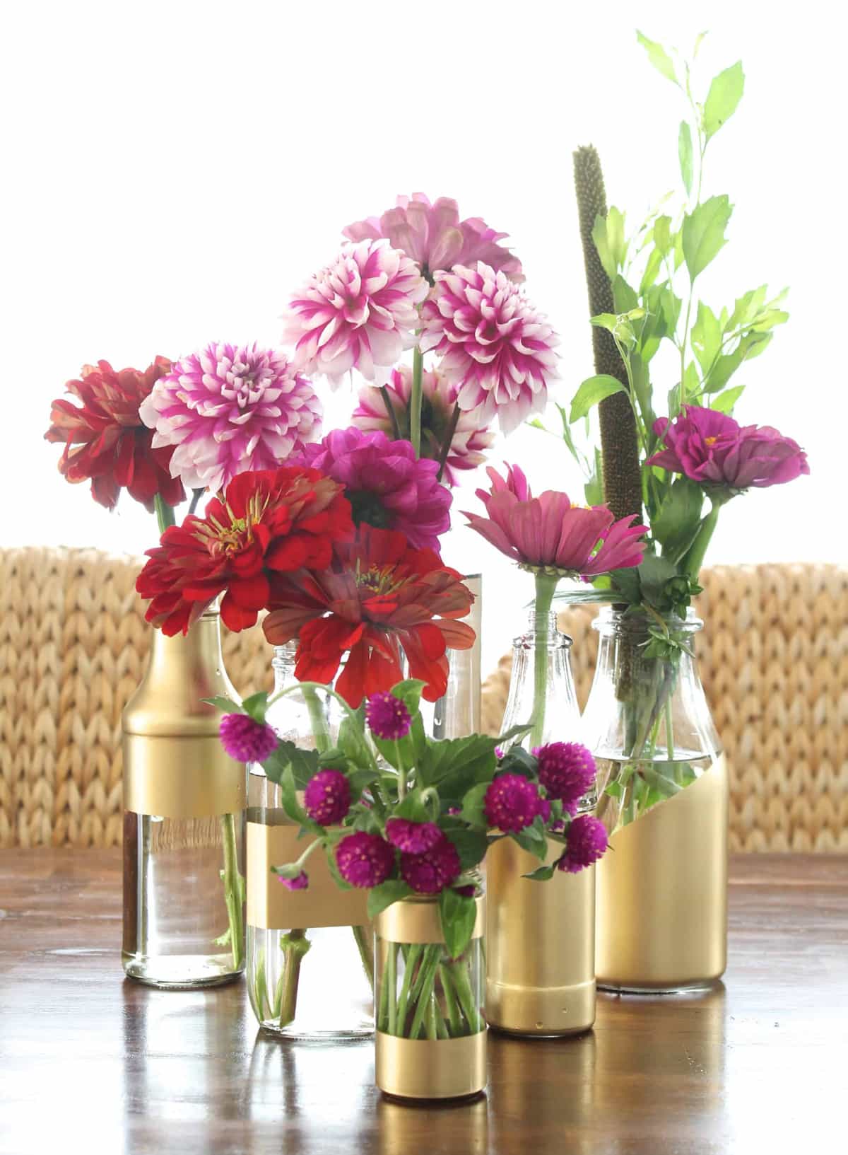 gilded vases from condiment bottles
