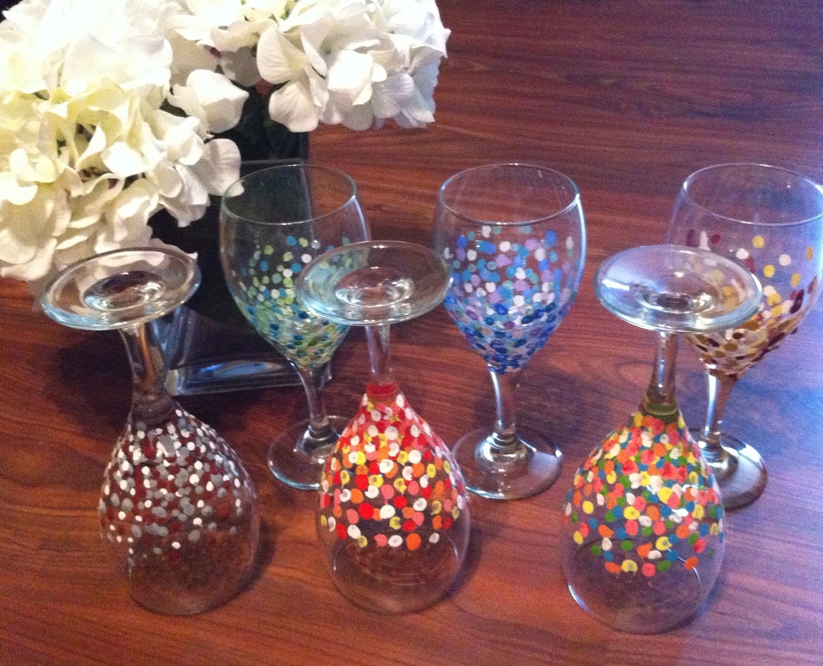 hand-painted wine glasses