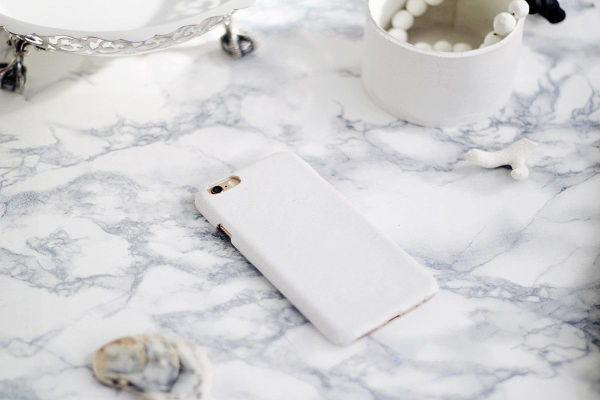 white leather phone case