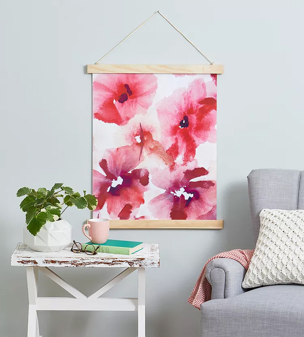 flower poster hanging on wall