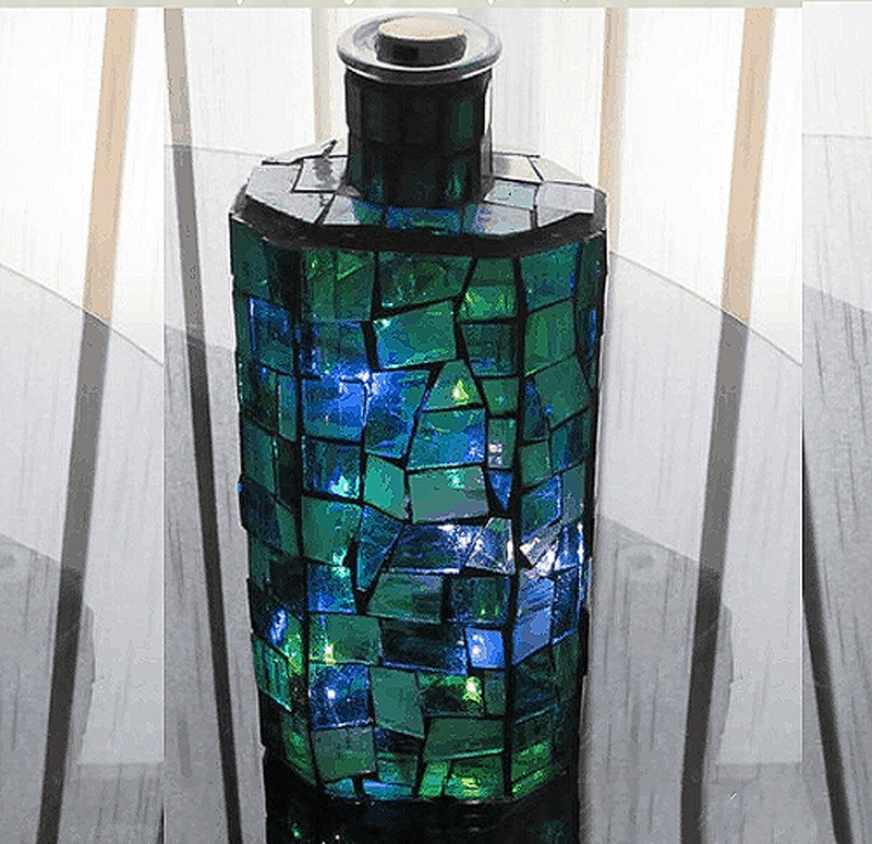mosaic bottle light emerald green