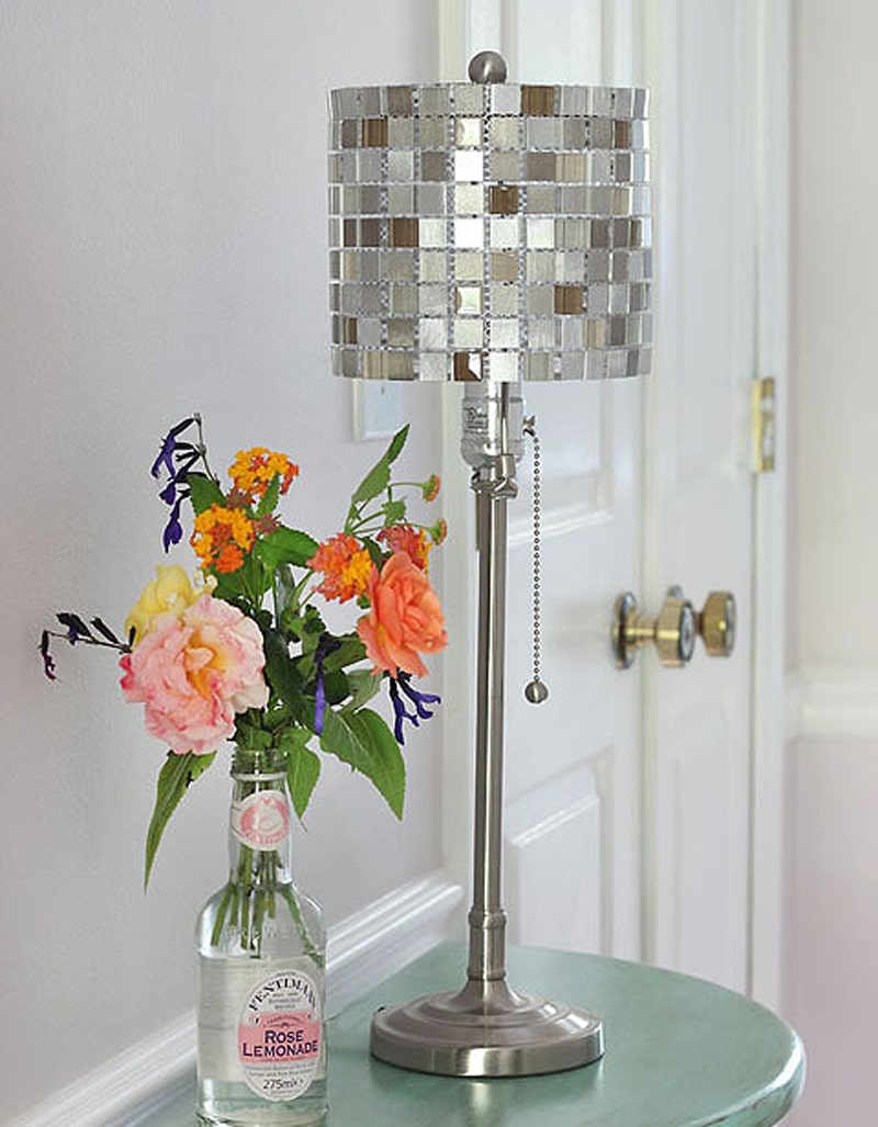 mosaic tile lamp shade and flower vase