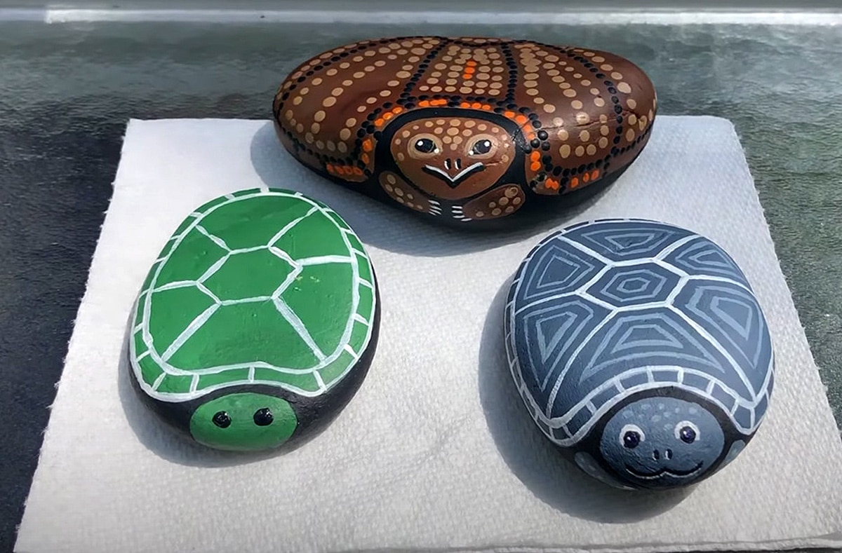 small rocks into turtles
