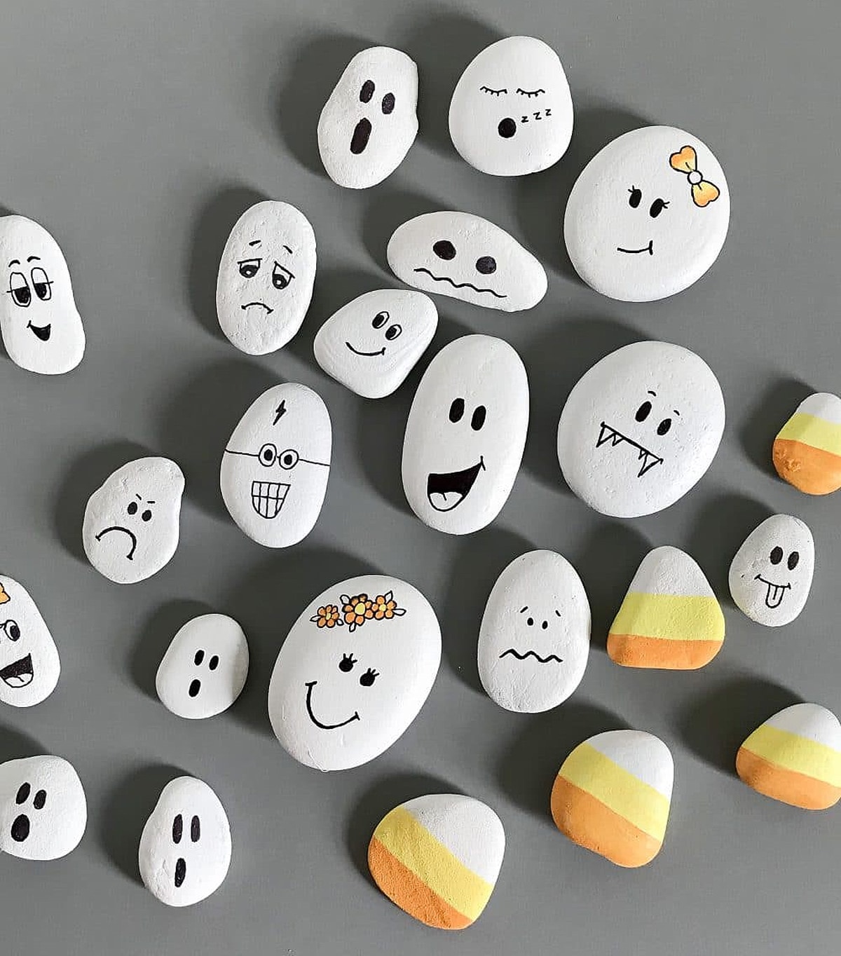 painted ghost rocks for halloween