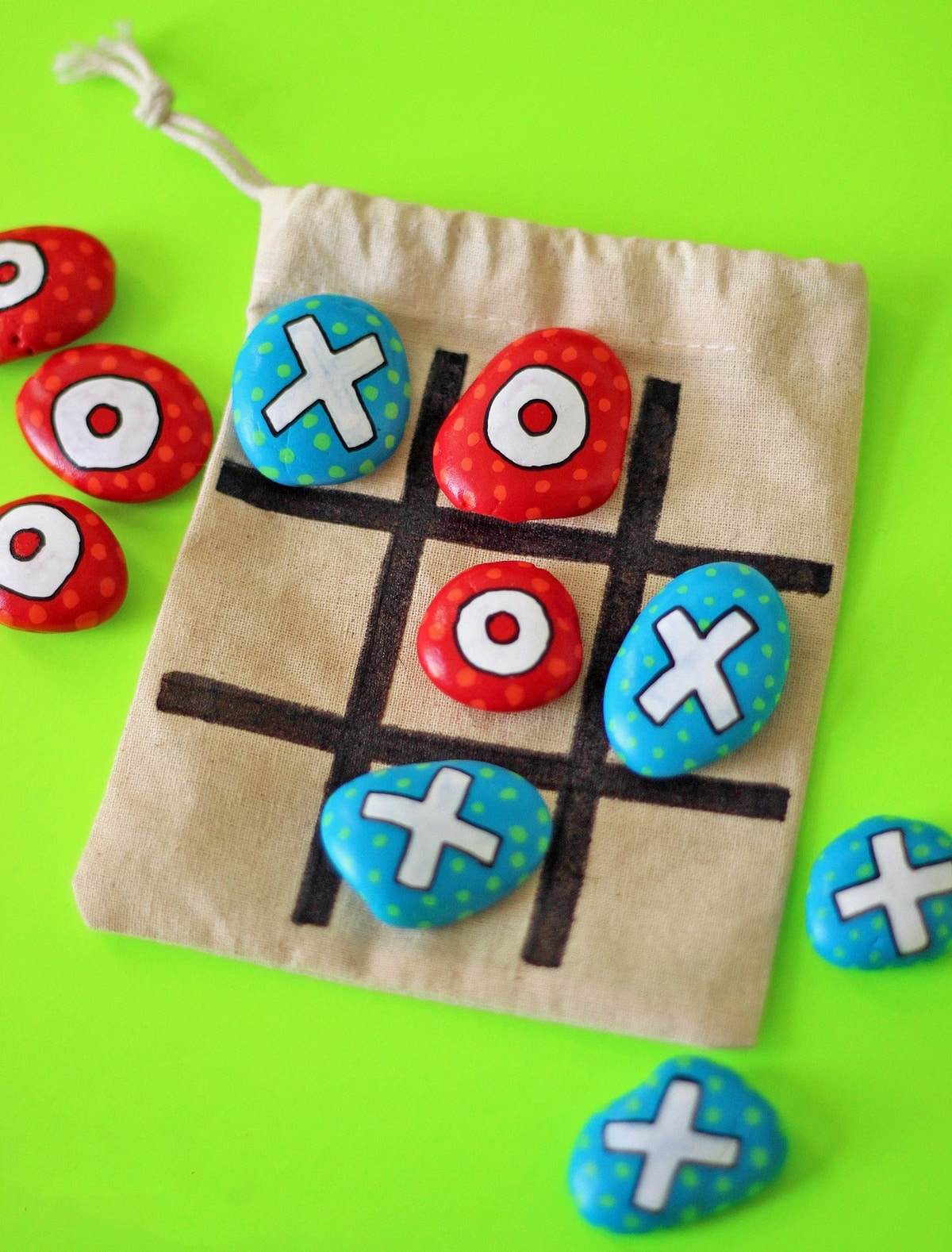 painted rock tic-tac-toe travel game