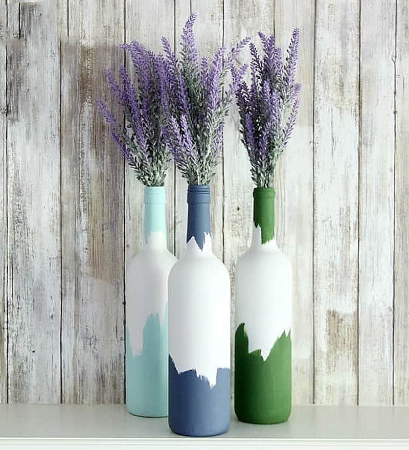 painted wine bottles vase