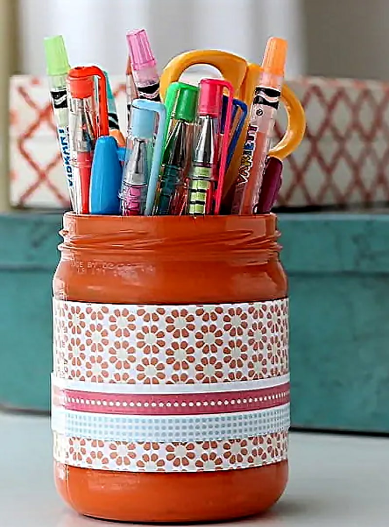 patterned orange pen bottle
