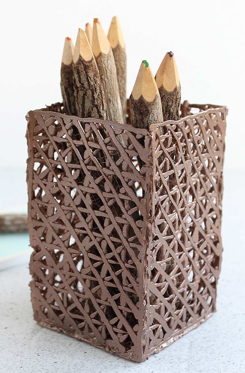 how to make diy pencil holder with hot glue
