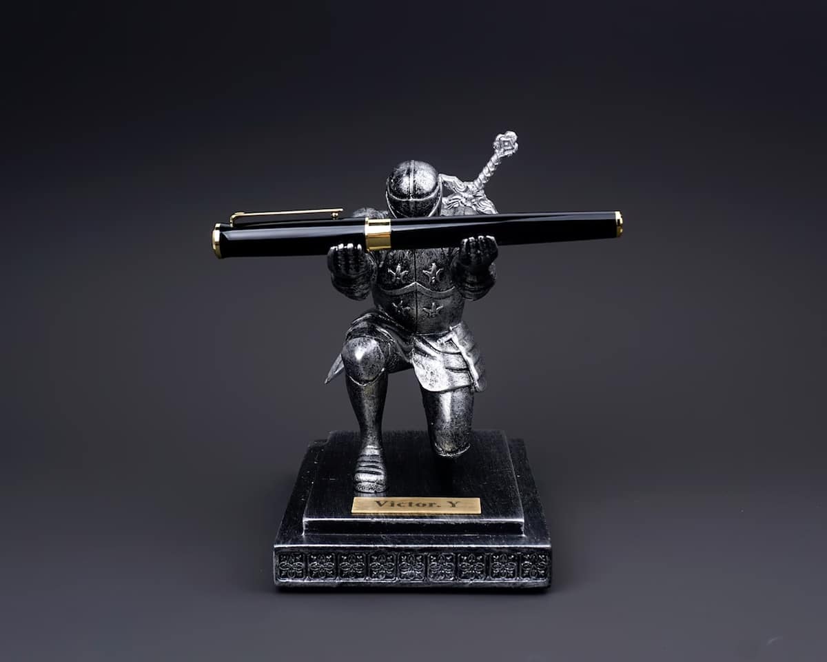personalized knight-inspired pen holder