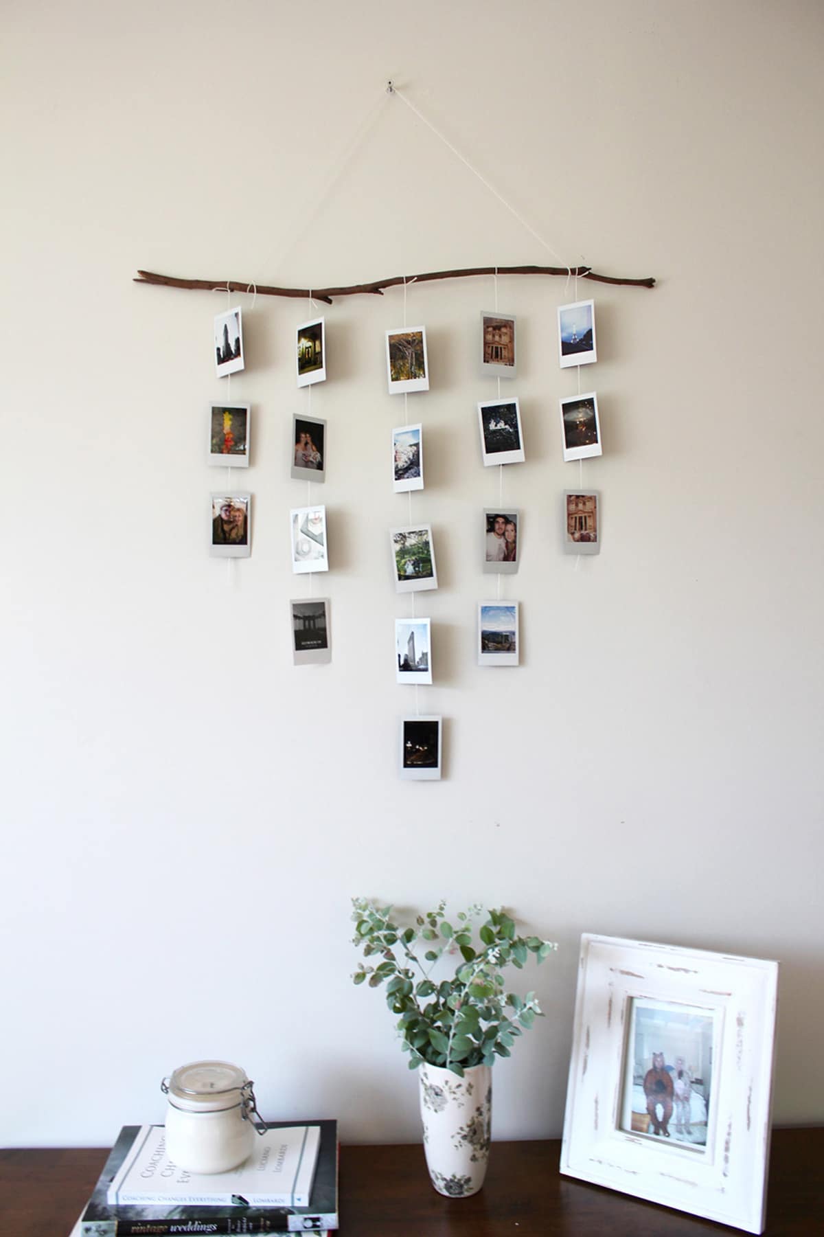 versatile photo hanger made from tree branches