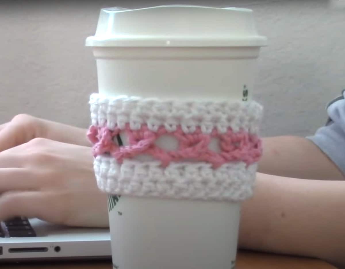 pink ribbon cup cozy
