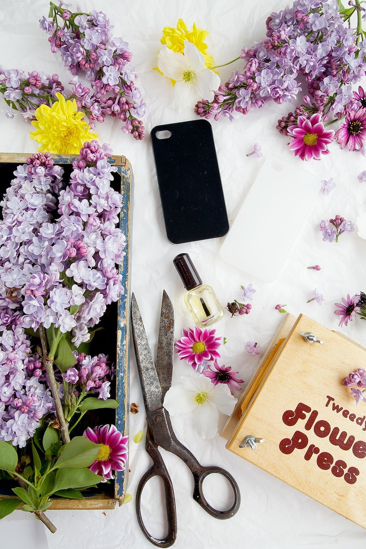 phone case surrounded by flowers