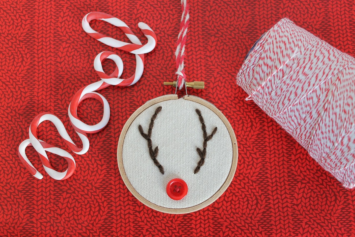 rustic reindeer hoop ornament