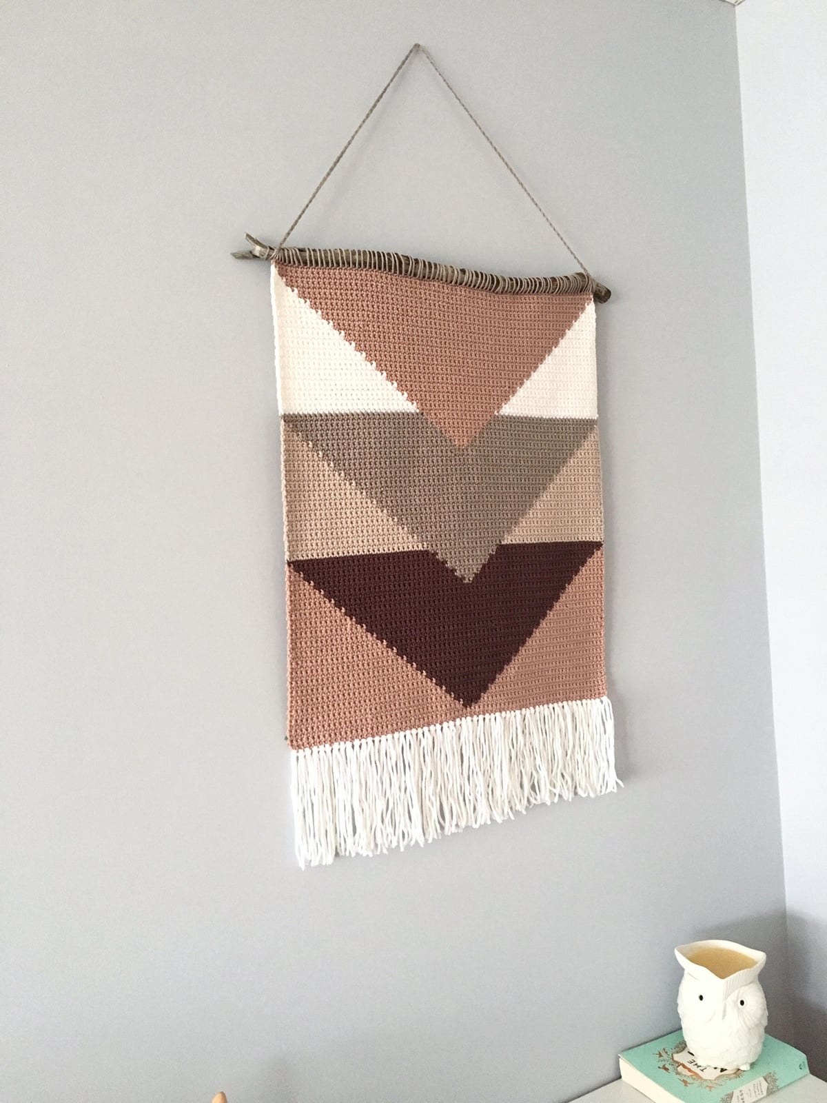 retro crochet wall hanging
