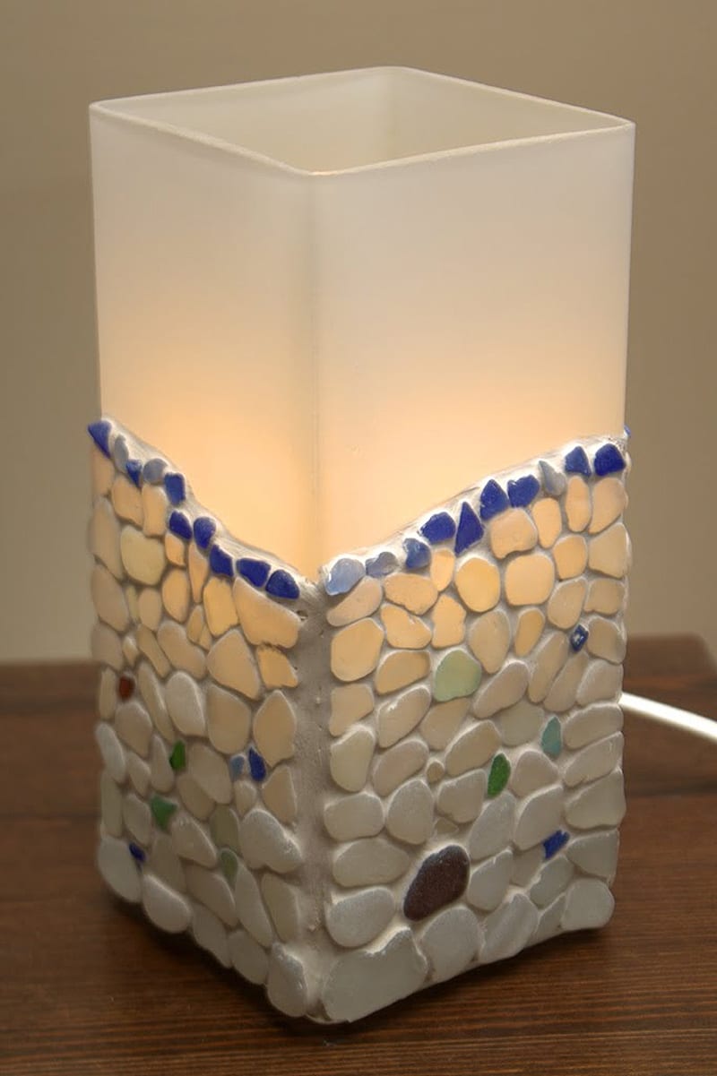 sea glass mosaic lamp