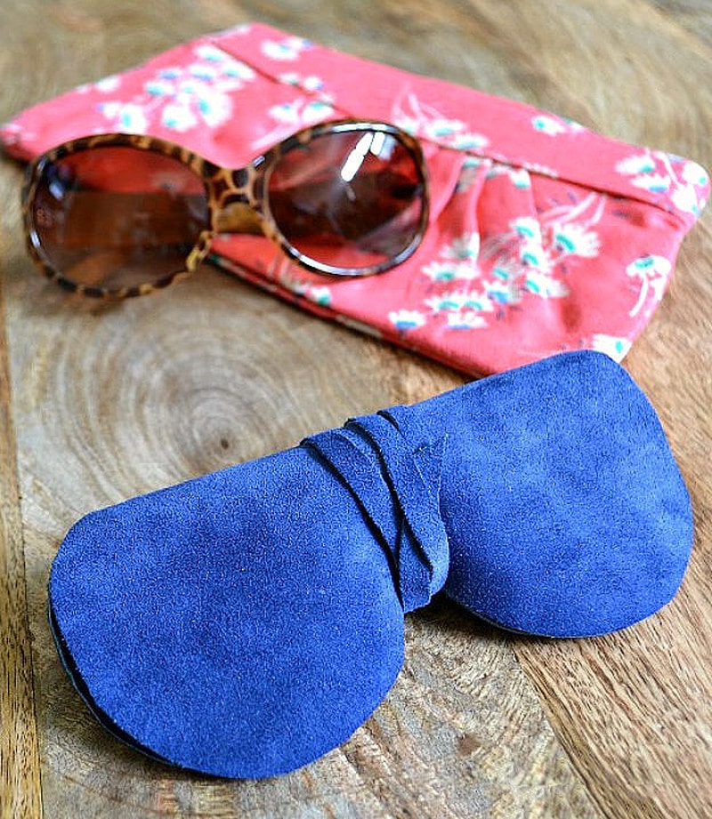 sunglasses case in blue and red