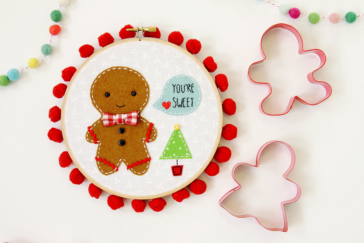 charming gingerbread-themed hoop art
