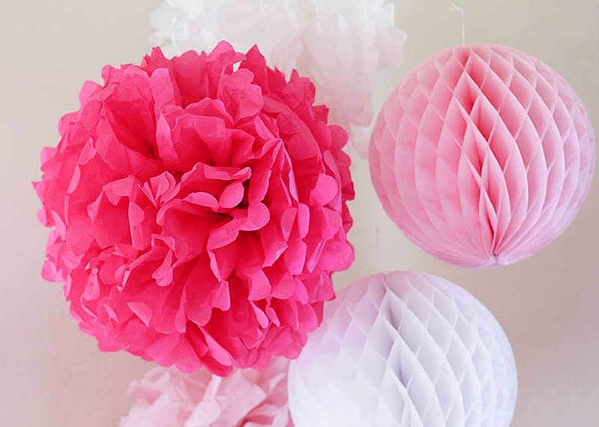 party decoration featuring easy-to-make tissue paper flowers