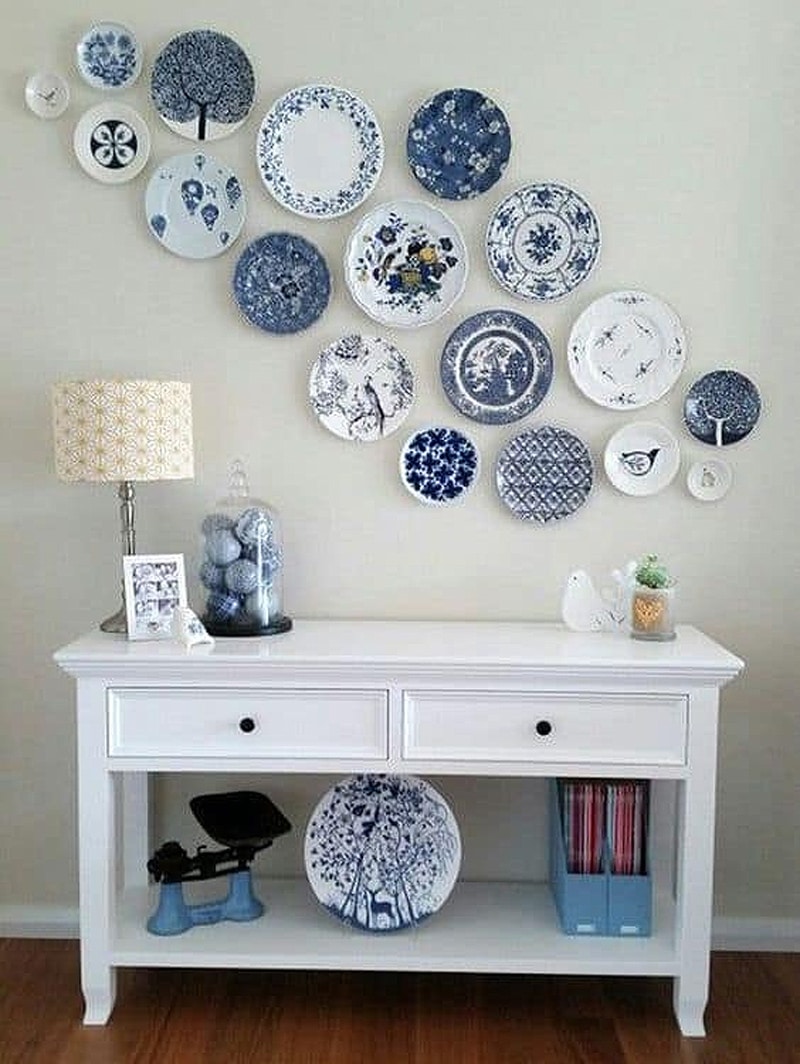 upcycle dishes as wall hanging art
