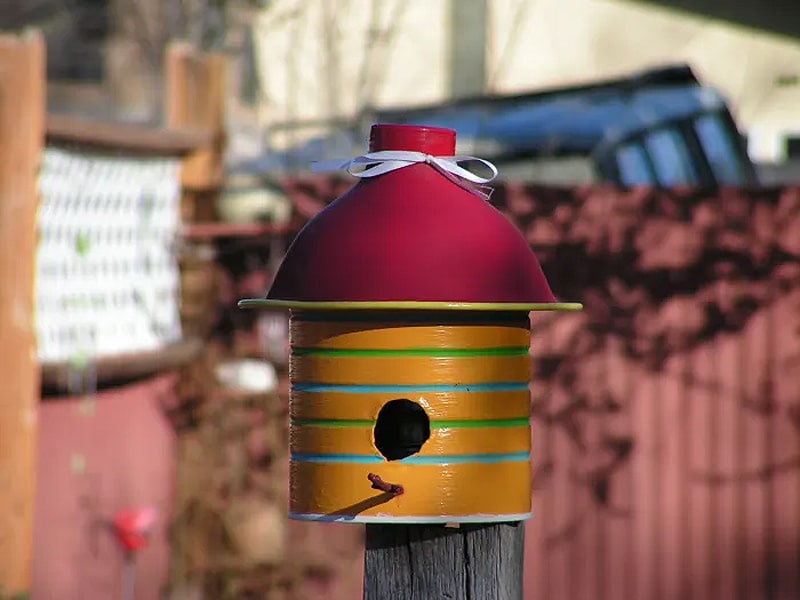 whimsical coffee-can birdhouse