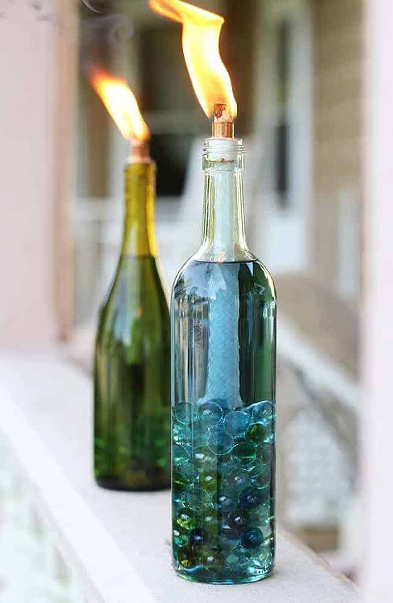 citronella candles made from wine bottles