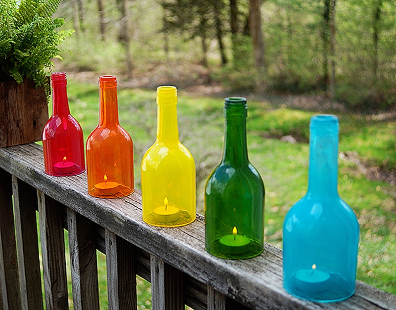 wine bottles into vibrant decor