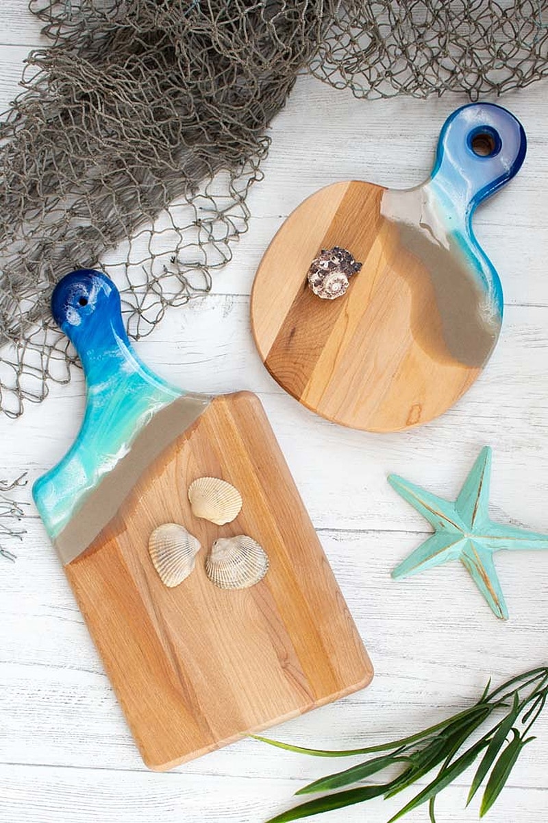 wooden cutting boards with resin