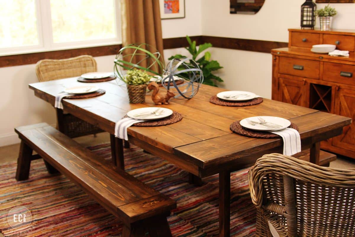 DIY farmhouse dining table.