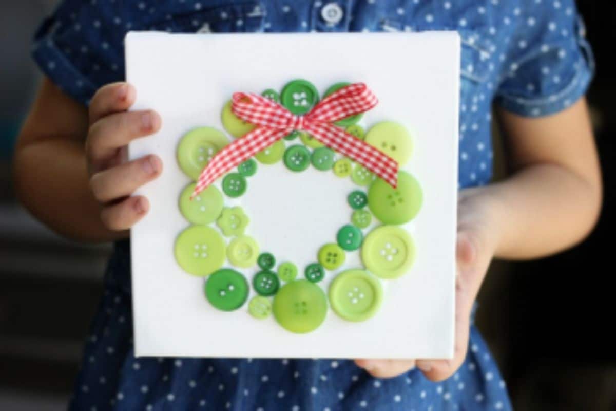 DIY Evergreen Button Wreath Art
