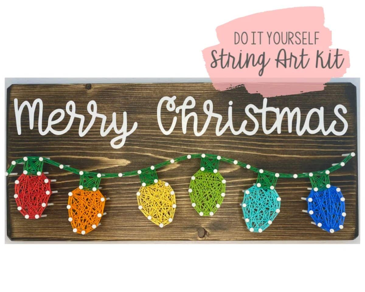 DIY Merry Christmas Rainbow Lights String Art Kit