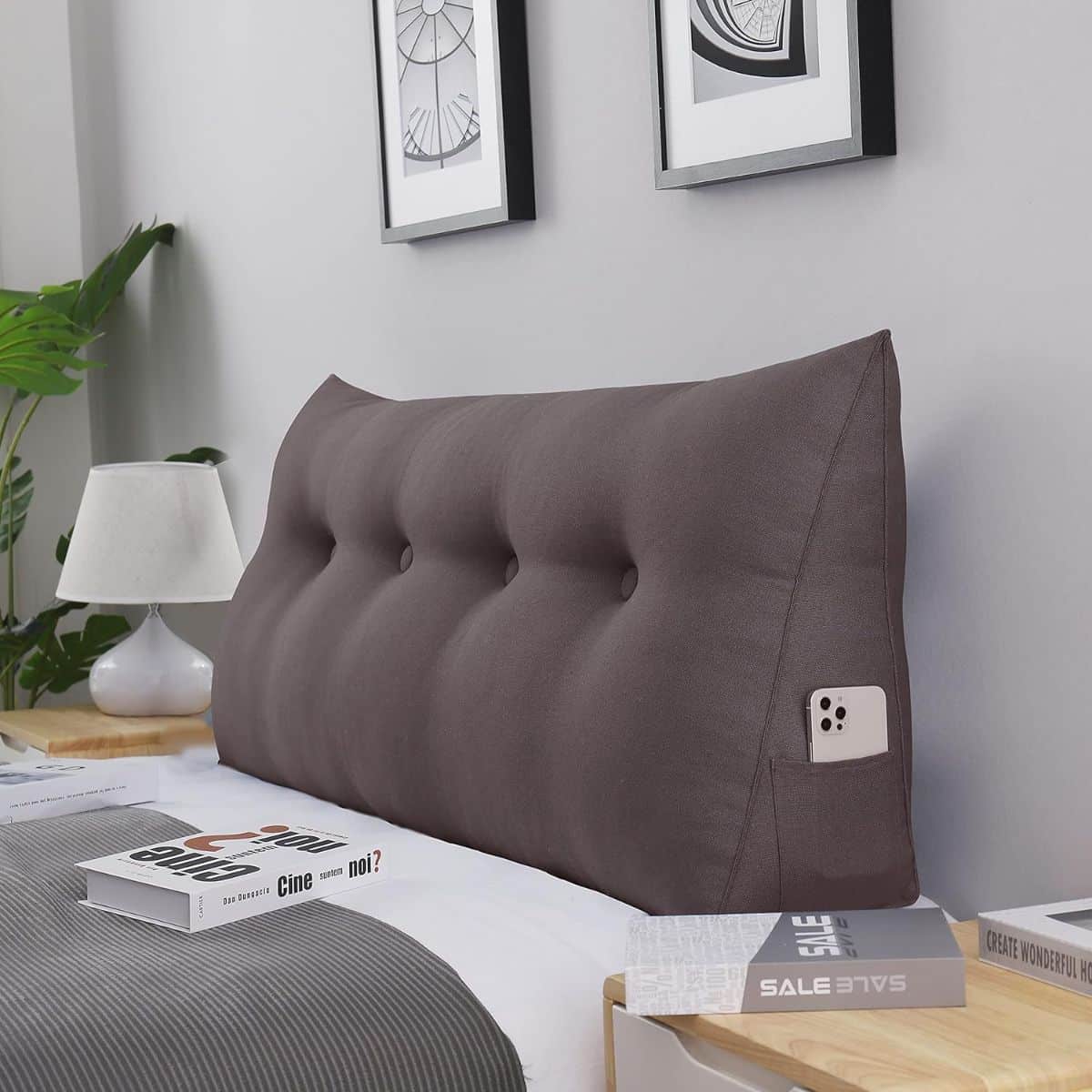 Cotton Linen Pillow Filled Triangular Soft Headboard