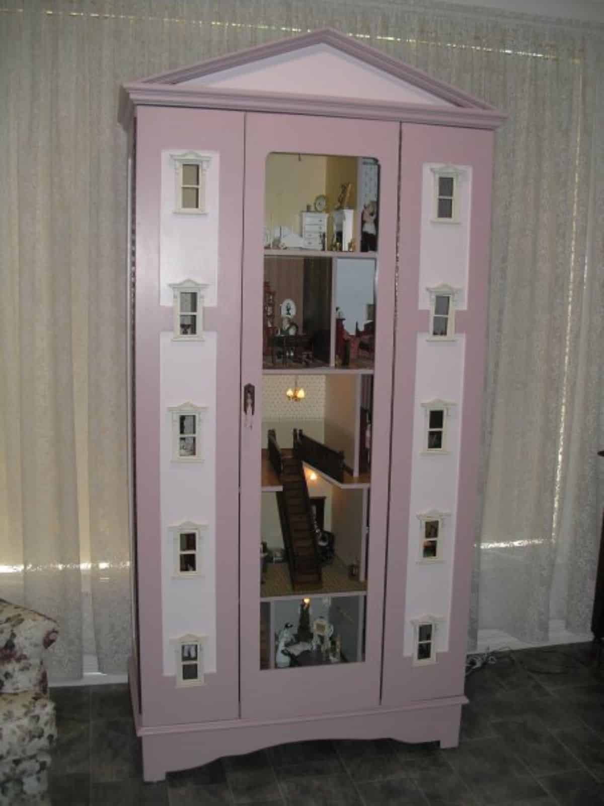 Repurposed Cabinet to Amazing Dollhouse