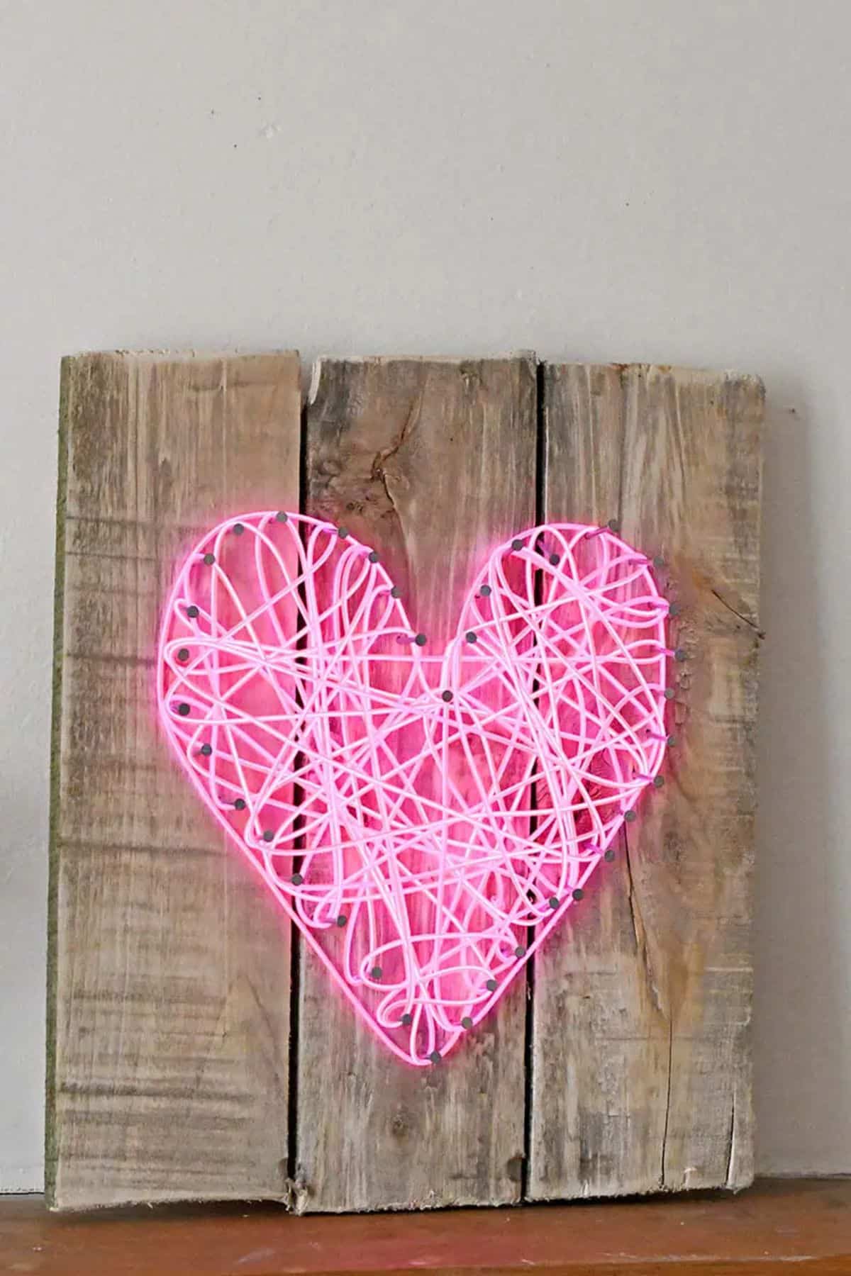 DIY String Art Neon Heart Sign