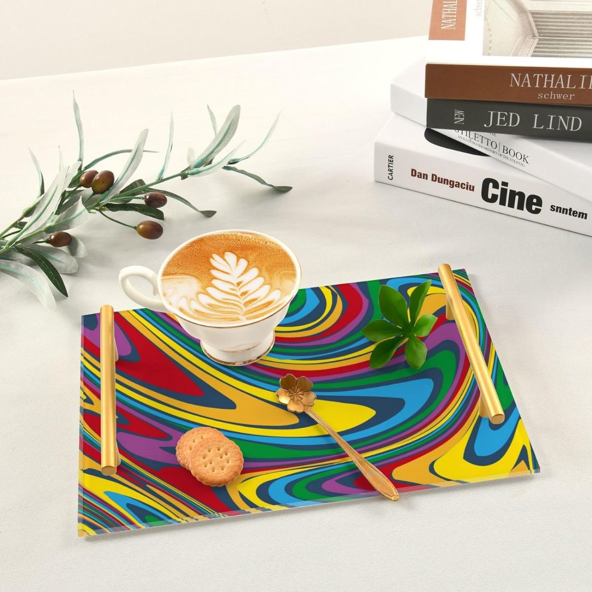 Liquid Marble Texture Colorful Decorative Tray
