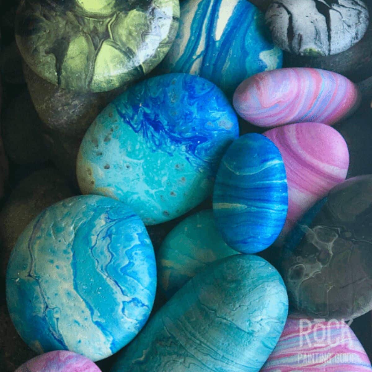 Paint Pouring on Rocks
