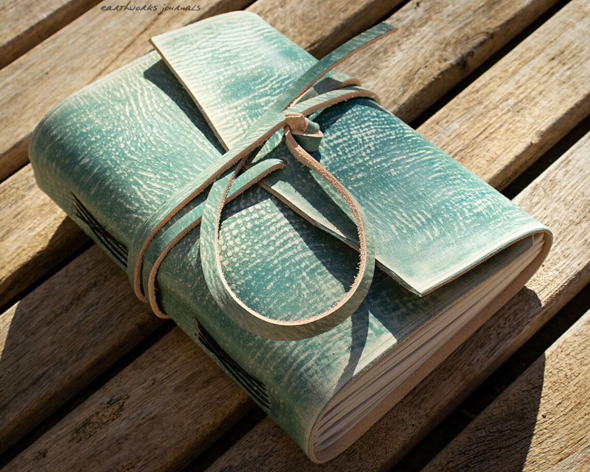 Leather Journal in Distressed Sea Blue