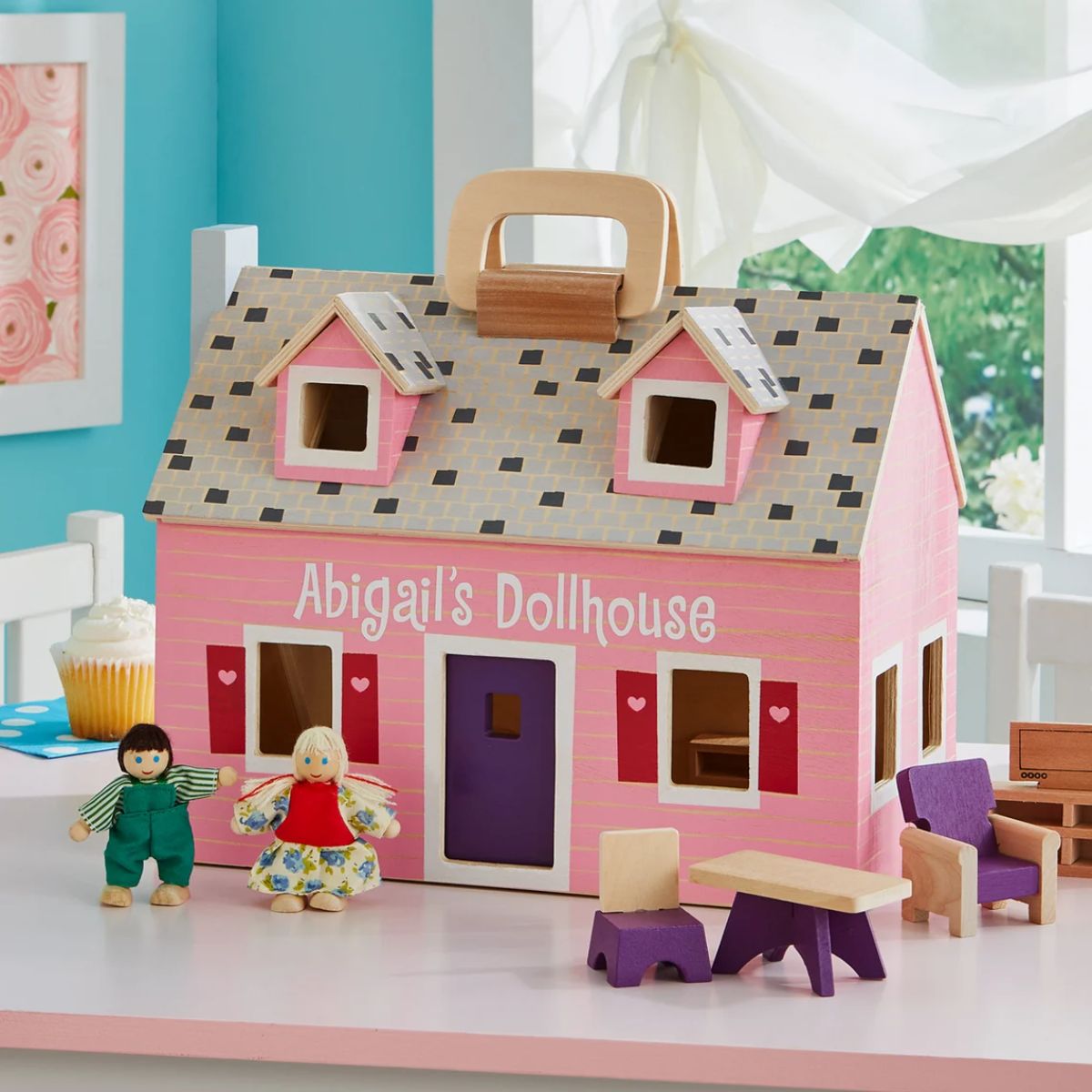 Personalized Melissa and Doug® Fold & Go Wood Dollhouse