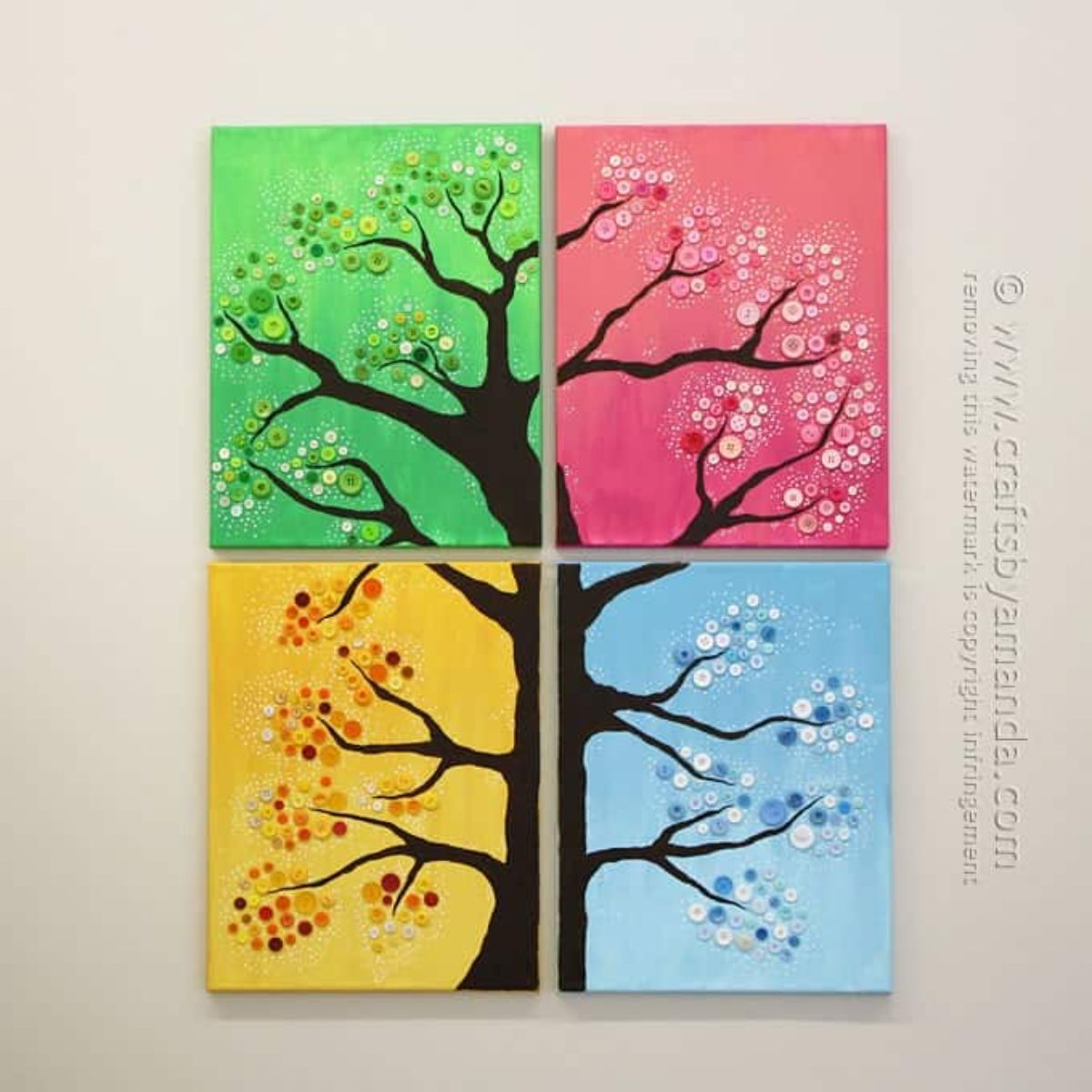 DIY 4 Seasons Button Tree Wall Art