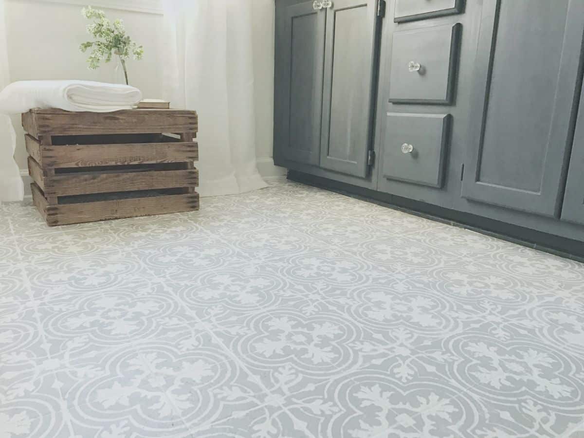 Paint Your Tile Floors to Look Like Patterned Cement bathroom floor.