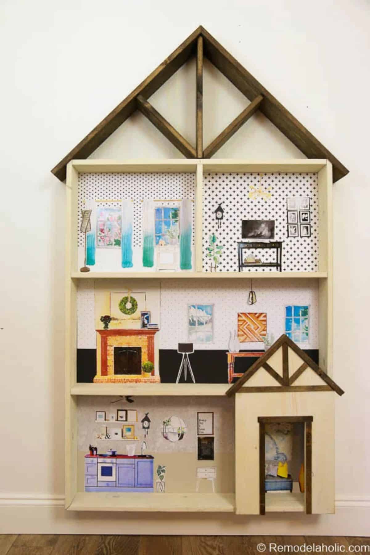 Shallow Wall-Mounted Dollhouse Bookcase