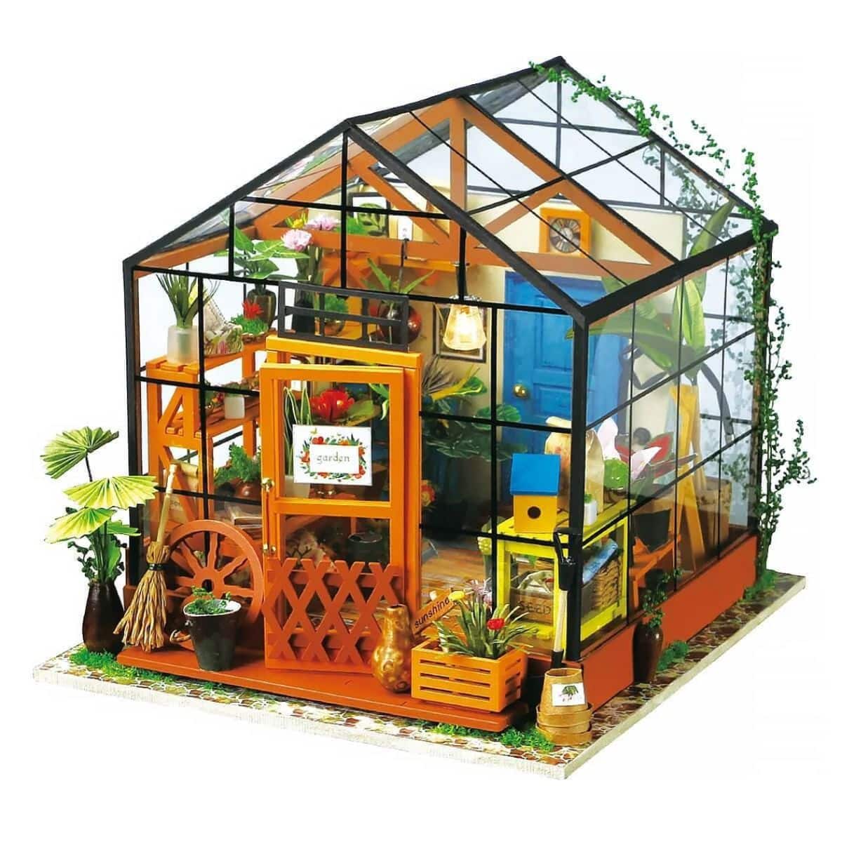 DIY Dollhouse Kit Miniature Greenhouse Diorama