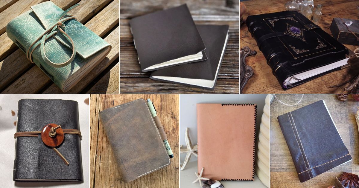 41 DIY Leather Journal Ideas and Products facebook image.