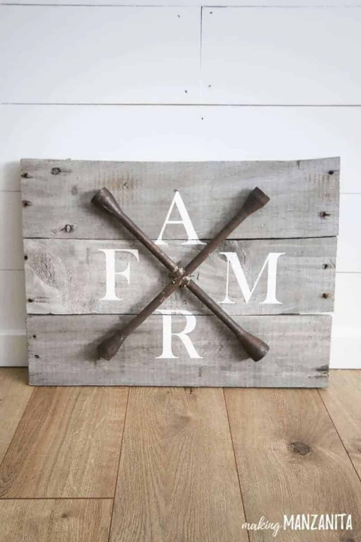 DIY Farmhouse Sign With Pallet Wood & Repurposed Lug Wrench