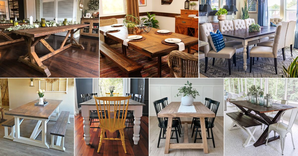 44 DIY Farmhouse Dining Table Ideas facebook image.