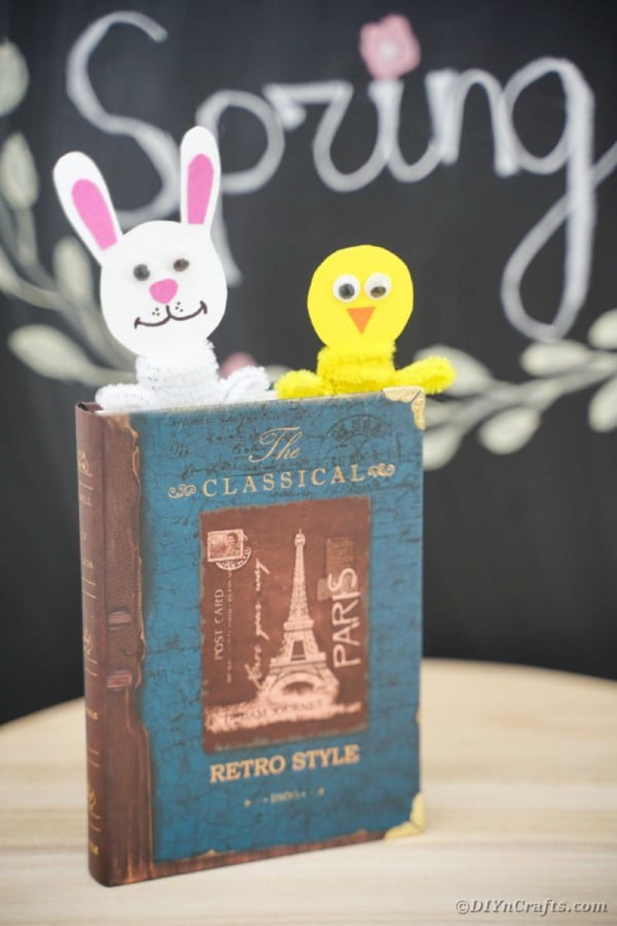 Popsicle Stick Bunny and Chick Easter Bookmarks